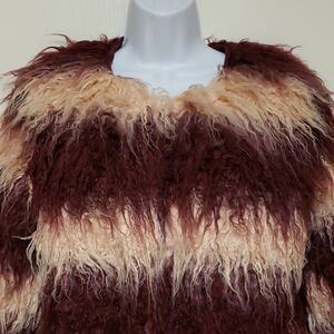 🌹Loveriche Burgandy and Blush Pink Shaggy Jacket sz M